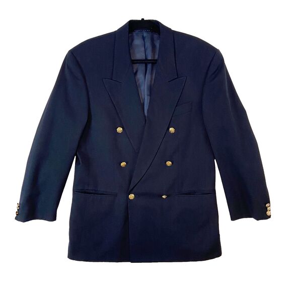 Van Gils Wool Blazer Men's 36R Navy Blue Double Breasted Gold Buttons Classic - Picture 2 of 8